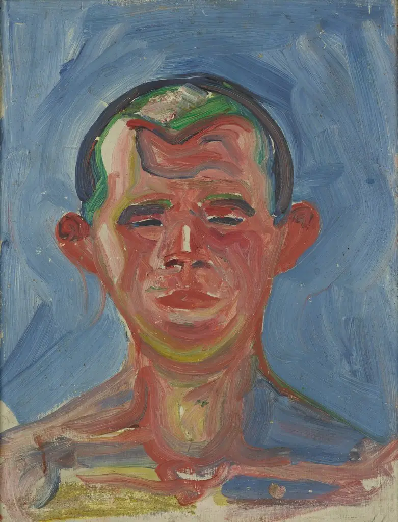 Study of a Young Man's Head, by Edvard Munch, oil, 1908