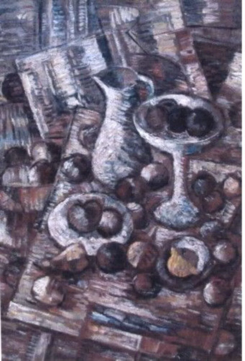 Natură statică cu ulcior și fructe, detail
