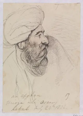 An Afghan. Mirza ali Oscary, by Godfrey Thomas Vigne, watercolor, 1836