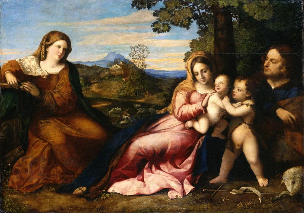 Die Heilige Familie mit der heiligen Katharina, detail