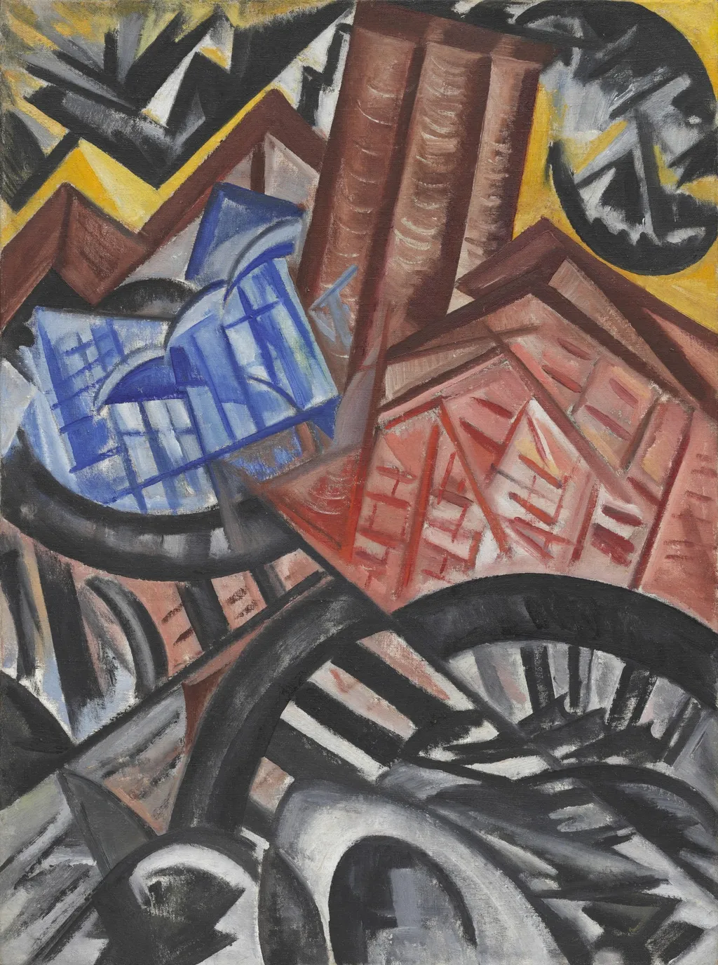 Factory and the Bridge, by Olga Rozanova, oil, 1913
