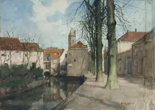 A Canal at Amersfoort, by Anton Abraham van Anrooy, watercolor, 1901