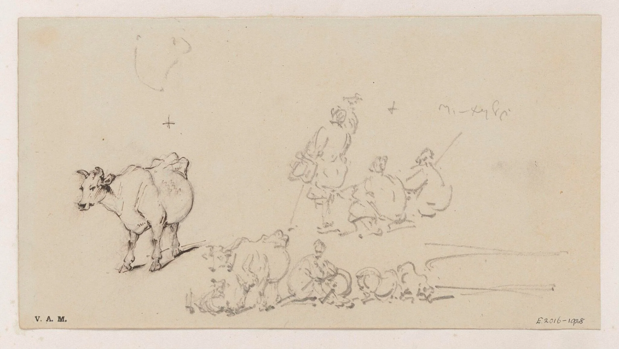 Grouped figures and animals, detail