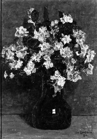 Bloemen in fles, detail