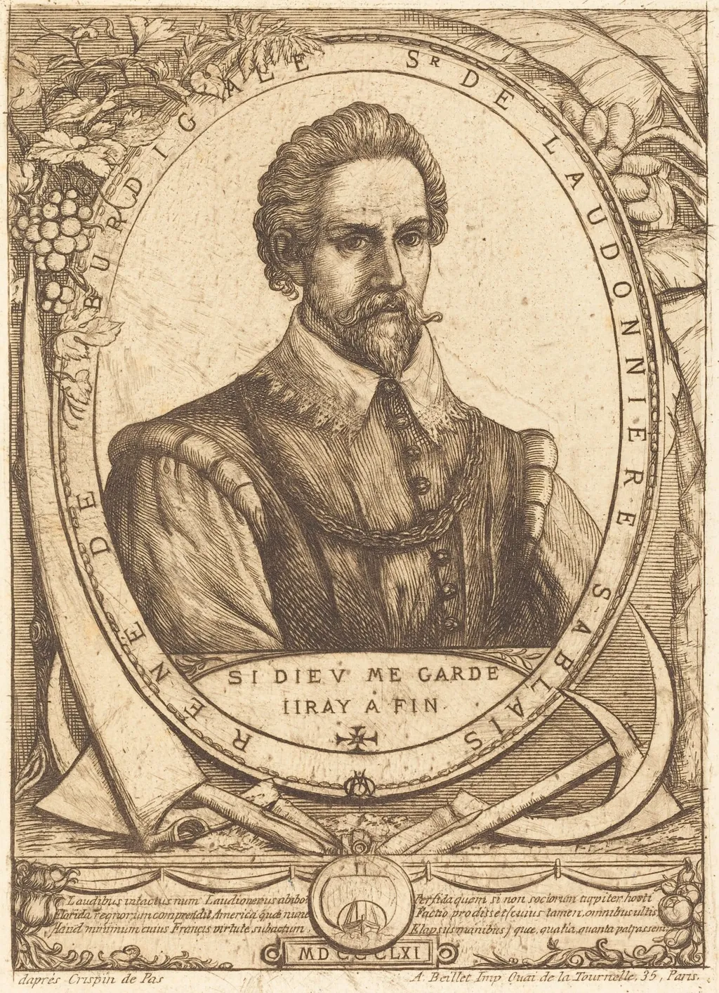 René Laudonnière Sablais (De Burdigale), by Charles Meryon, ink, 1861