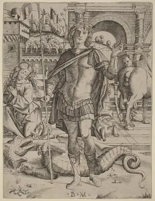 Saint George, by Benedetto Montagna, ink, 1506
