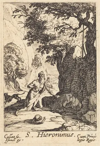 Saint Jerome, by Jacques Callot, ink, 1632