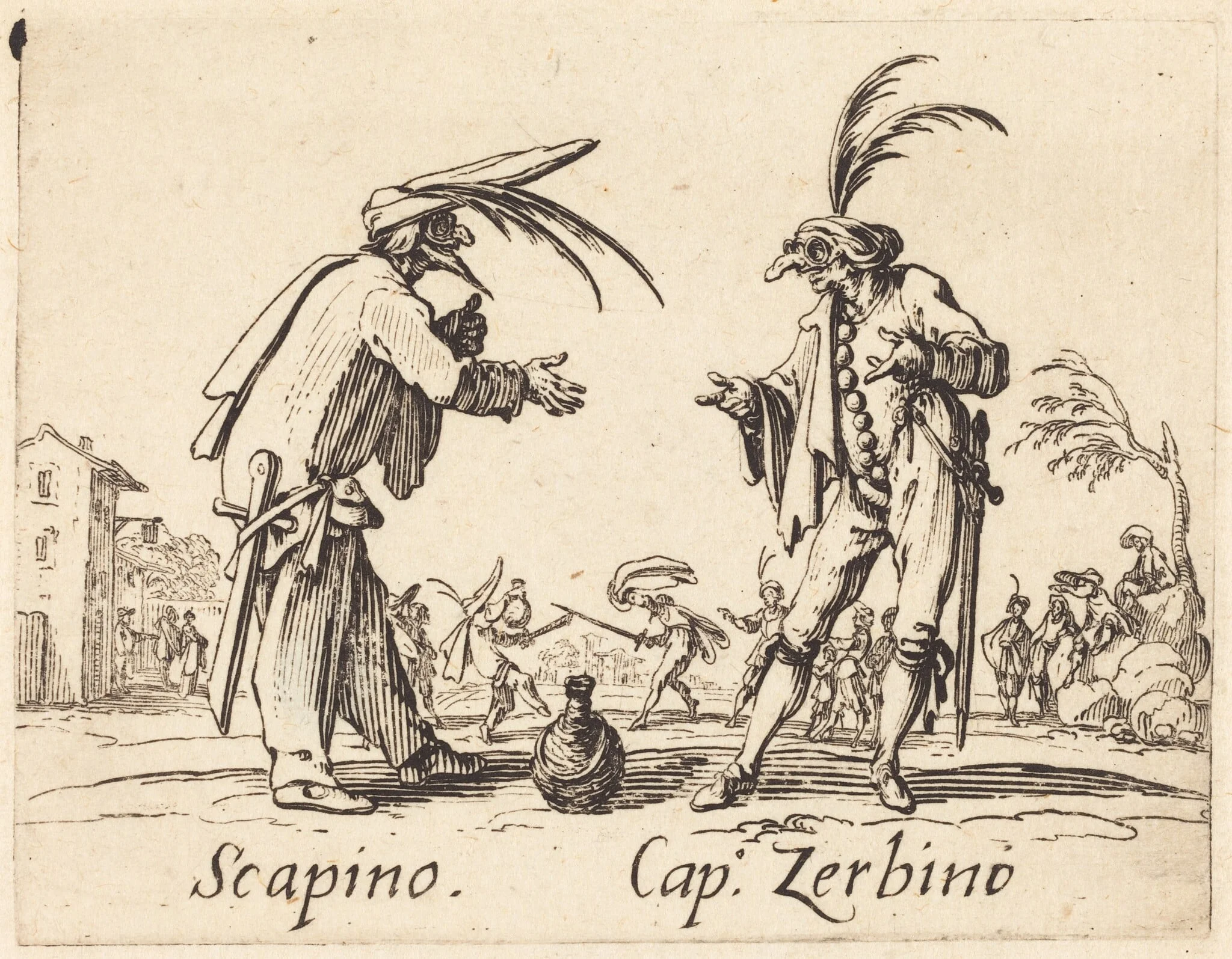 Scapino and Cap. Zerbino, detail