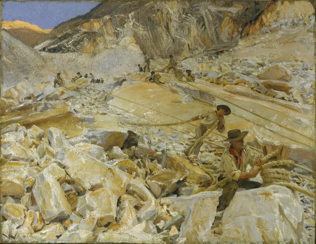 Bringing Down Marble from the Quarries to Carrara, by John Singer Sargent, oil, 1911