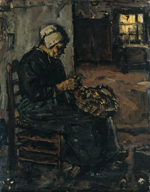 Peasant Woman Peeling Potatoes, detail