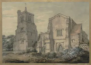 Priory church, Elstow, Bedfordshire, by Thomas Hearne, watercolor, 1760