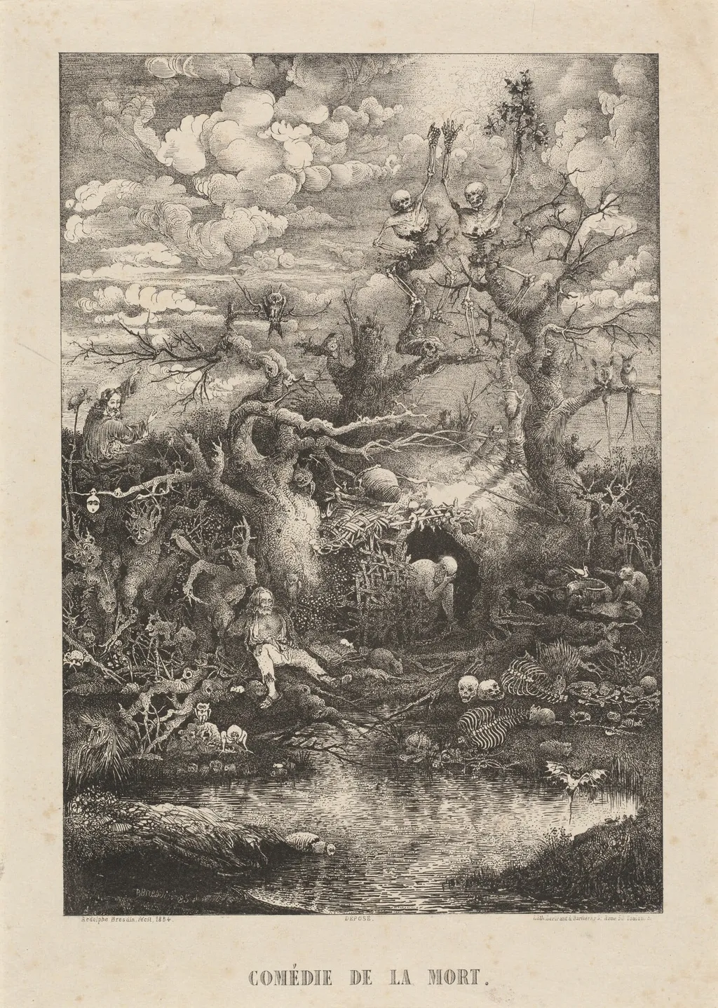 The Comedy of Death, by Rodolphe Bresdin, ink, 1854