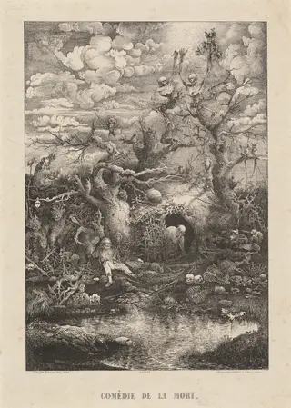 The Comedy of Death, by Rodolphe Bresdin, ink, 1854