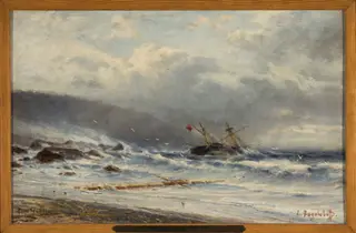 Rough sea, by Alexey Bogolyubov, oil, 1870