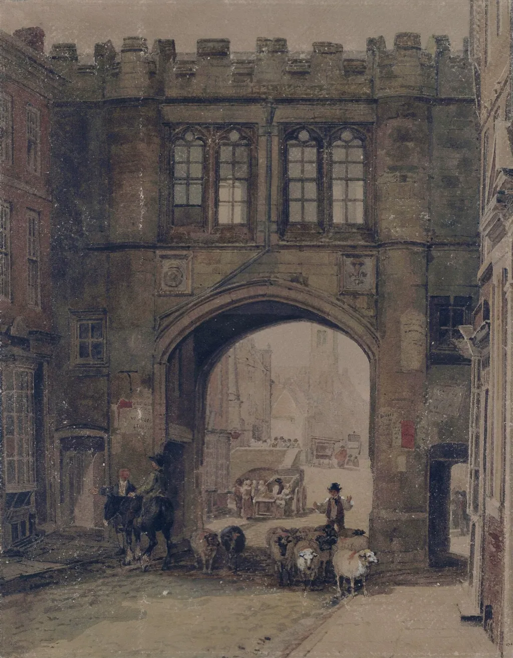 The Stonebrow : Gateway at Lincoln, by Peter De Wint, watercolor