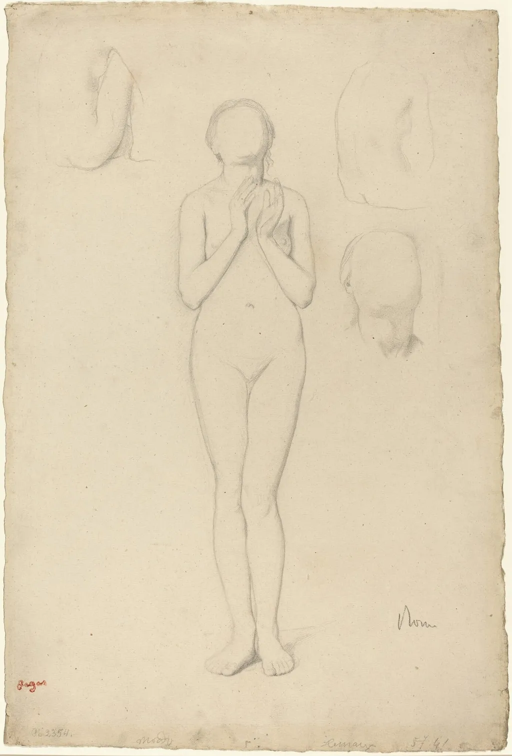 Study of a Female Nude, by Edgar Degas, graphite, 1857