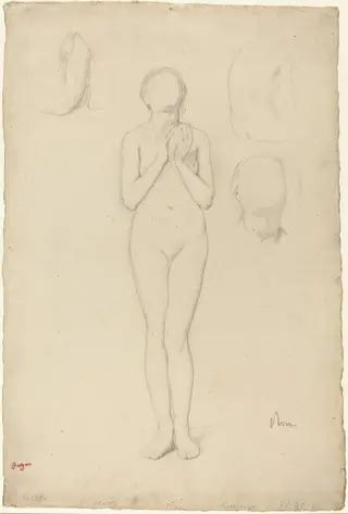 Study of a Female Nude, by Edgar Degas, graphite, 1857