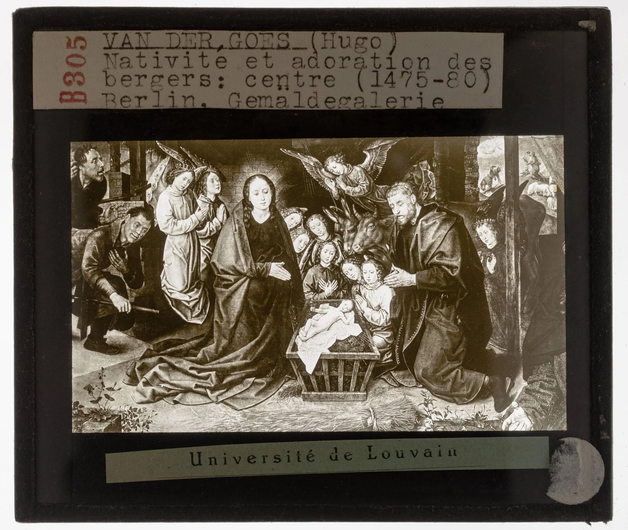 Hugo van der Goes. Kerstverhaal. Aanbidding der Herders Detail, centraal, detail