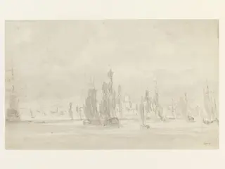 Shipping under a cloudy sky in the Thames, by John Constable, watercolor, 1803