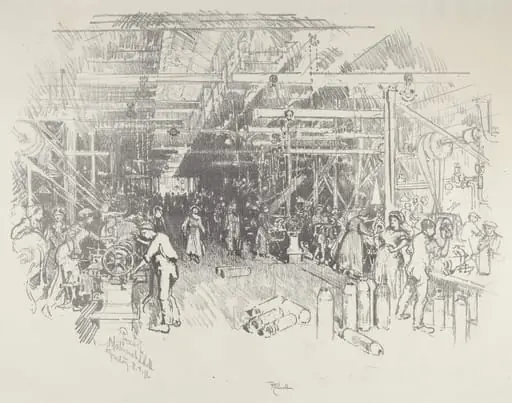 The Shell Factory, by Joseph Pennell, ink, 1916