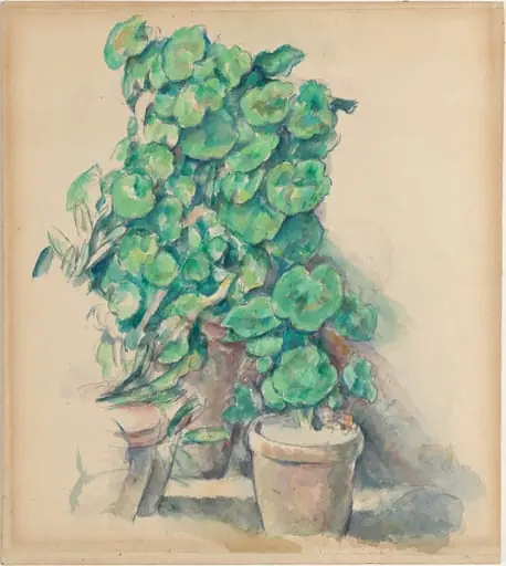 Geraniums, by Paul Cezanne, graphite, 1889