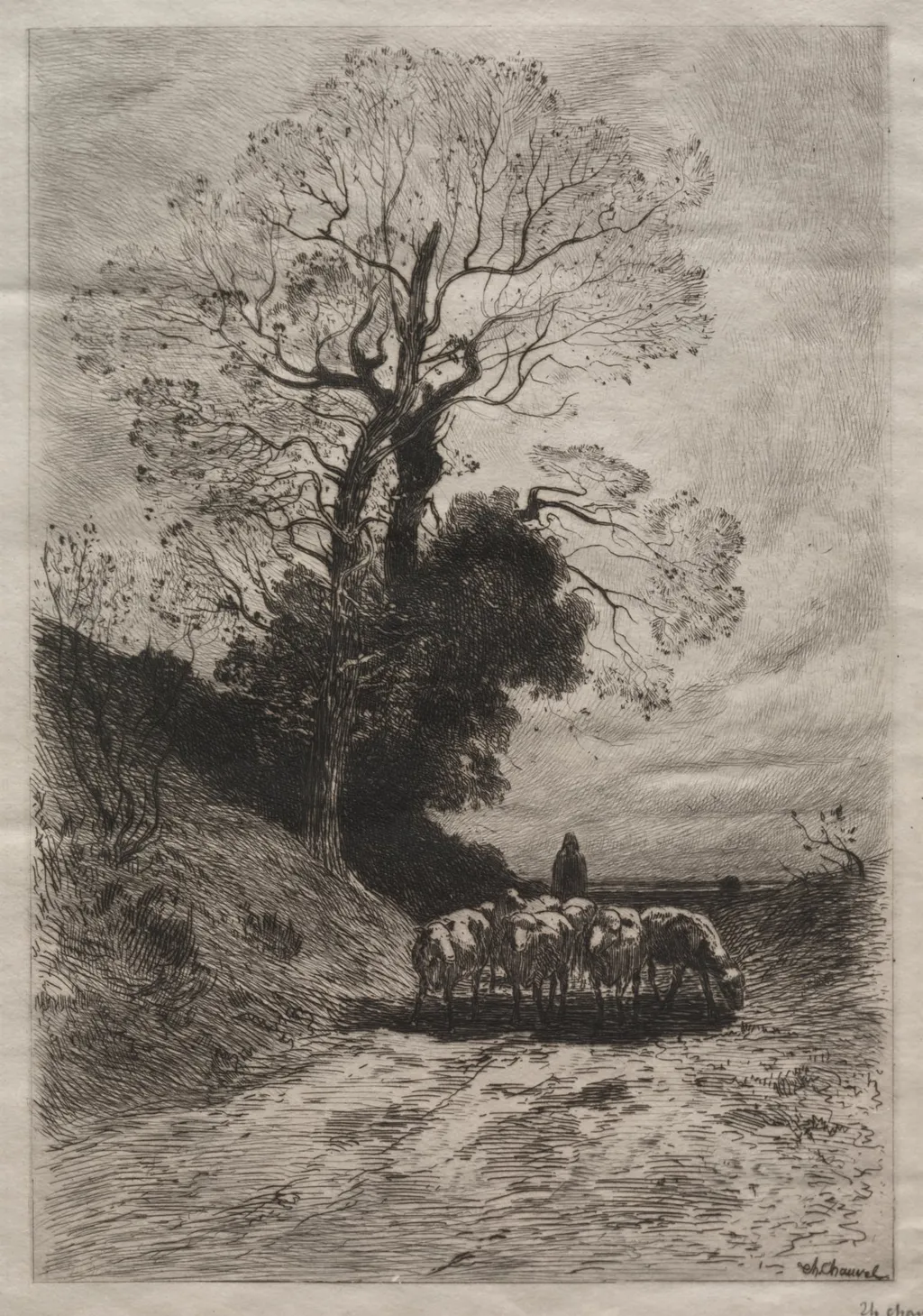 Return of the flock, by Theophile Narcisse Chauvel, 1870