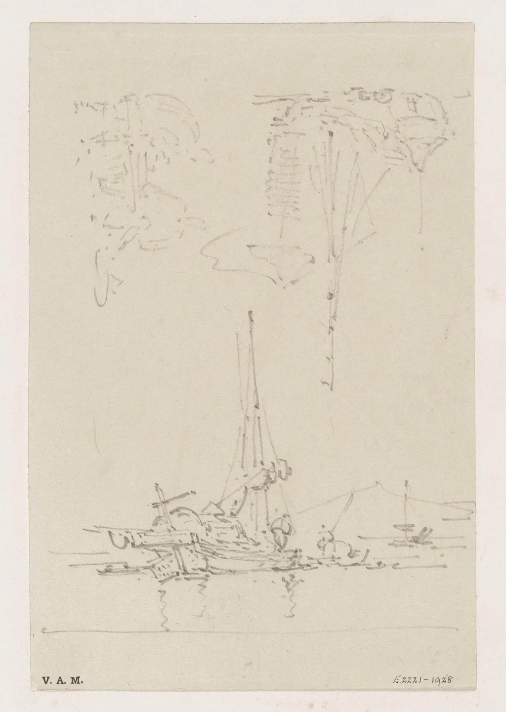 Three sketches of boats and figures, by George Chinnery, 19