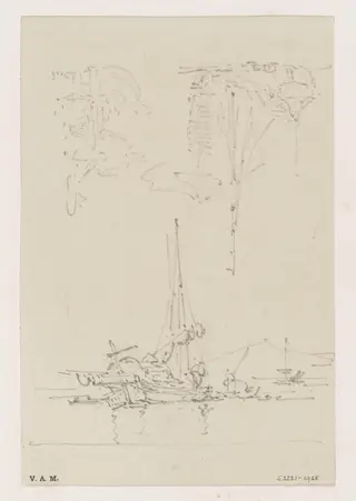 Three sketches of boats and figures, by George Chinnery, 19