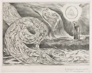 The Circle of the Lustful: Paolo and Francesca, by William Blake, ink, 1827