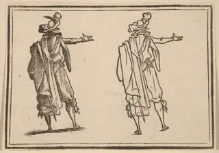 Man Seen from Behind with His Right Arm Extended, by Edouard Eckman, ink, 1621