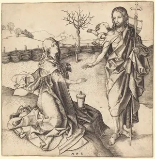 Christ Appearing to Mary Magdalene, by Martin Schongauer, ink, 1485