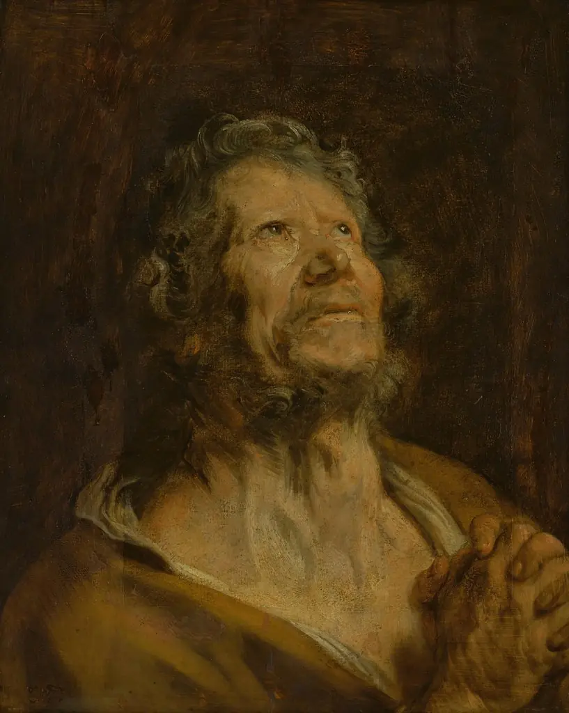 An Apostle with Folded Hands, by Anthony van Dyck, oil, 1620