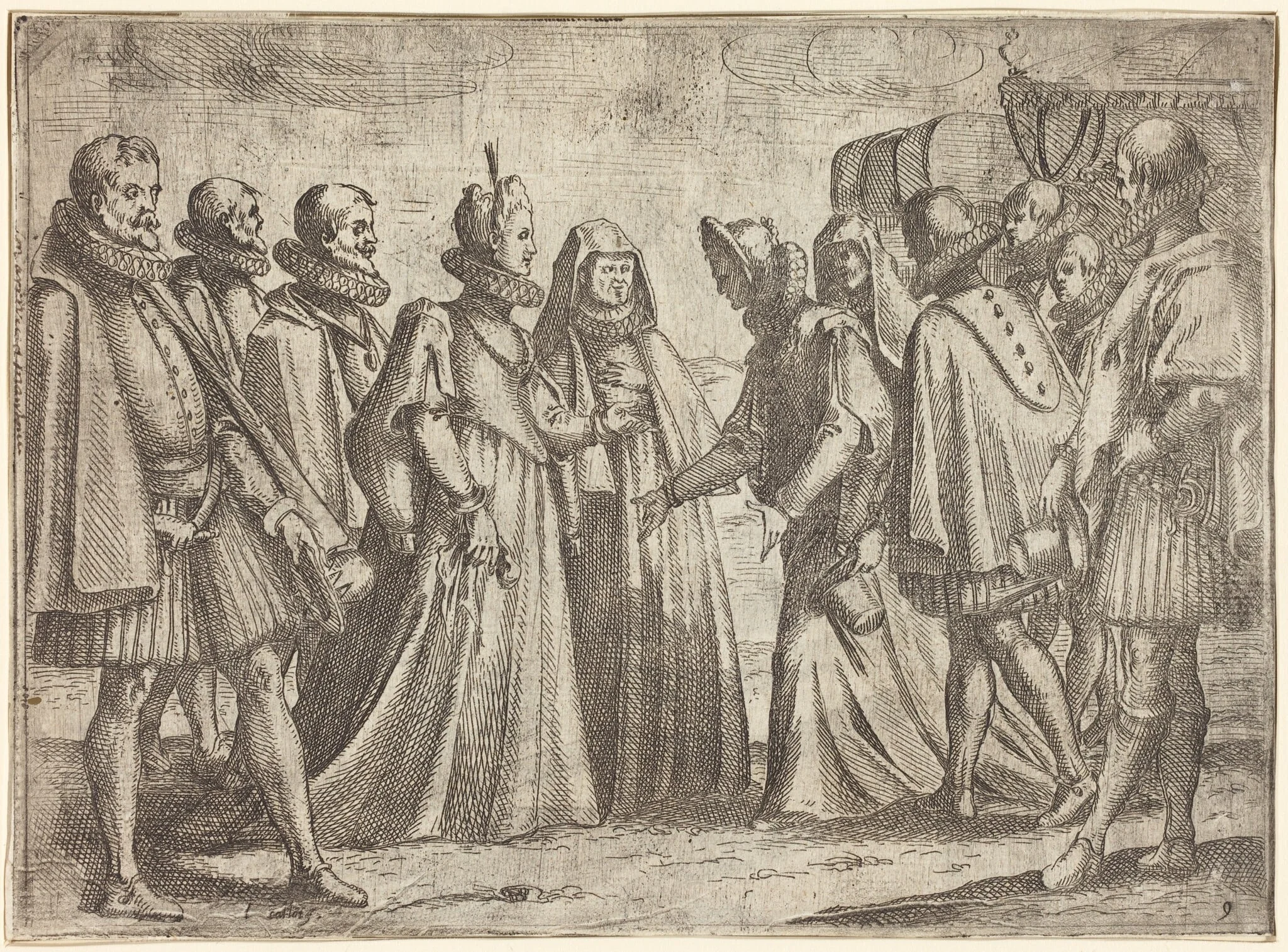 Reception at Mantua [recto], detail