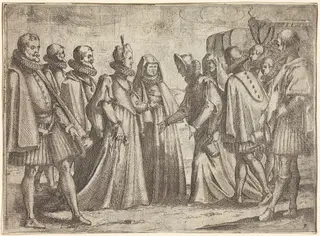 Reception at Mantua [recto], by Jacques Callot, ink, 1612
