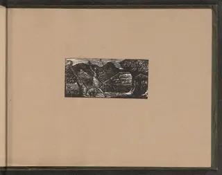 Shepherd Chases away Wolf, by William Blake, ink, 1821