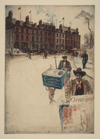 Bowling Green, by Charles Frederick William Mielatz, ink, 1910