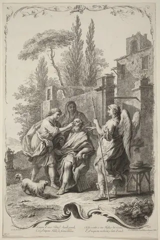The Blind Tobias, by Joseph Wagner, ink, 1745