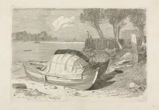 Two Beached Fishing Boats, by Cornelius Varley, 1809