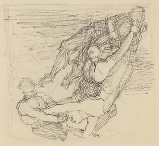 Figure Being Transported through the Air, by John Flaxman, graphite, 1790