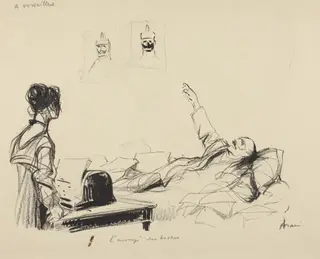 A Versailles.  L'envoye des boches, by Jean-Louis Forain, ink, 1916