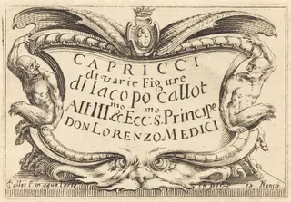 Title Page for "The Capricci", by Jacques Callot, ink, 1622