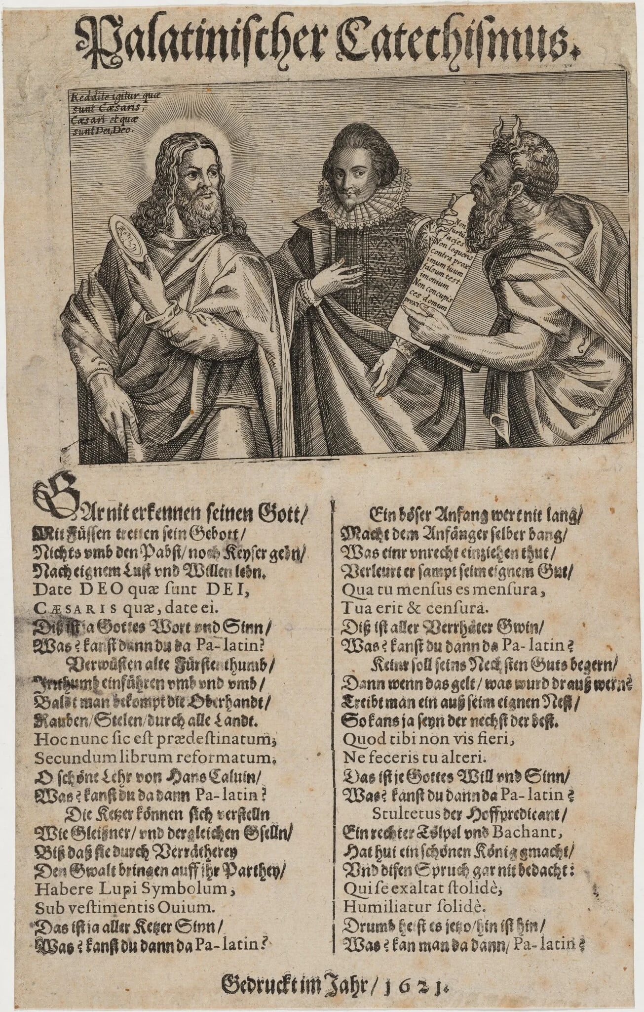 Frederick V, King of Bohemia Between Christ and Moses From the Palatine Catechism, detail