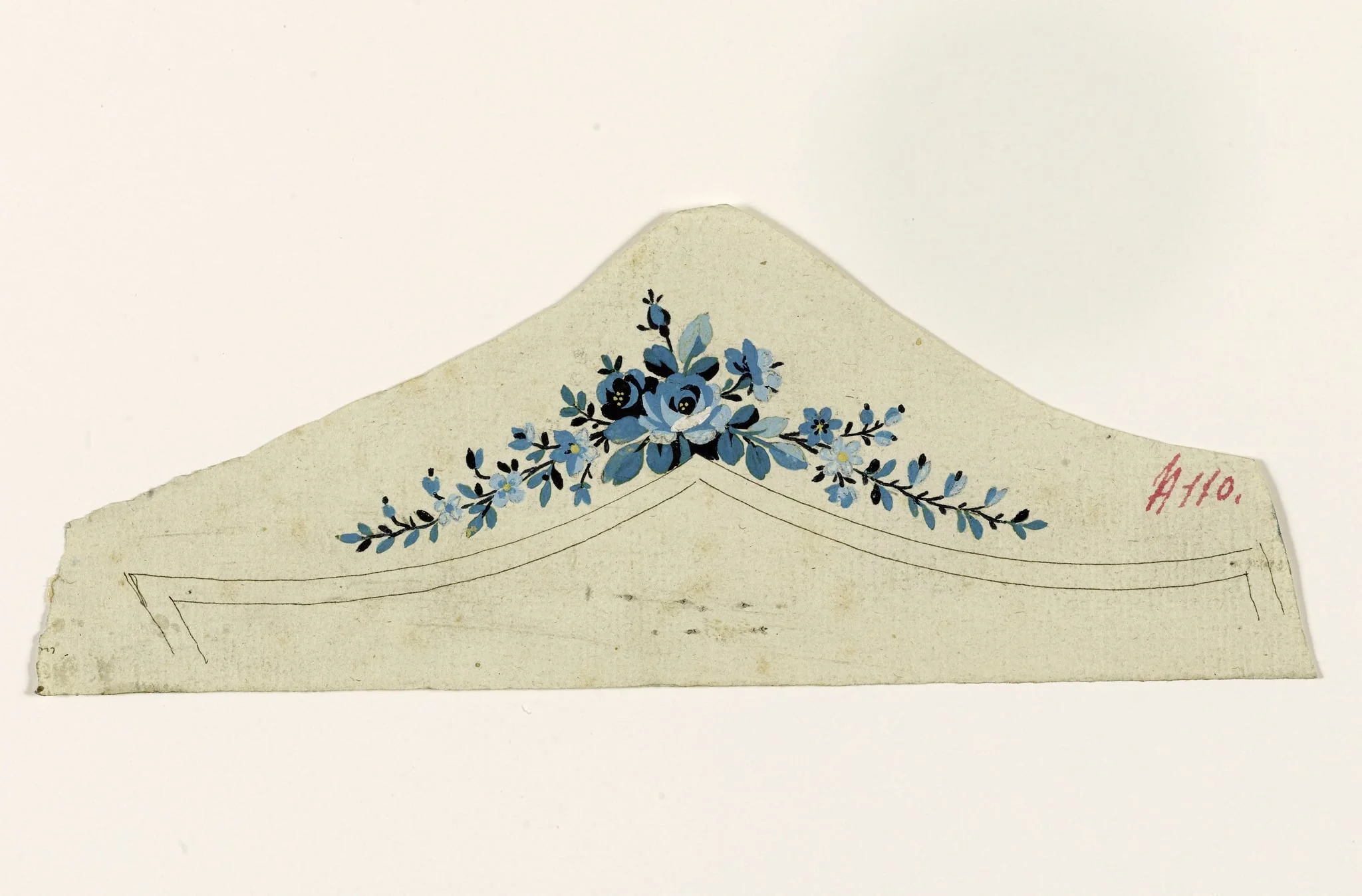 Guirlande de fleurs bleues, projets de broderies de gilet, XVIIIème siècle, detail