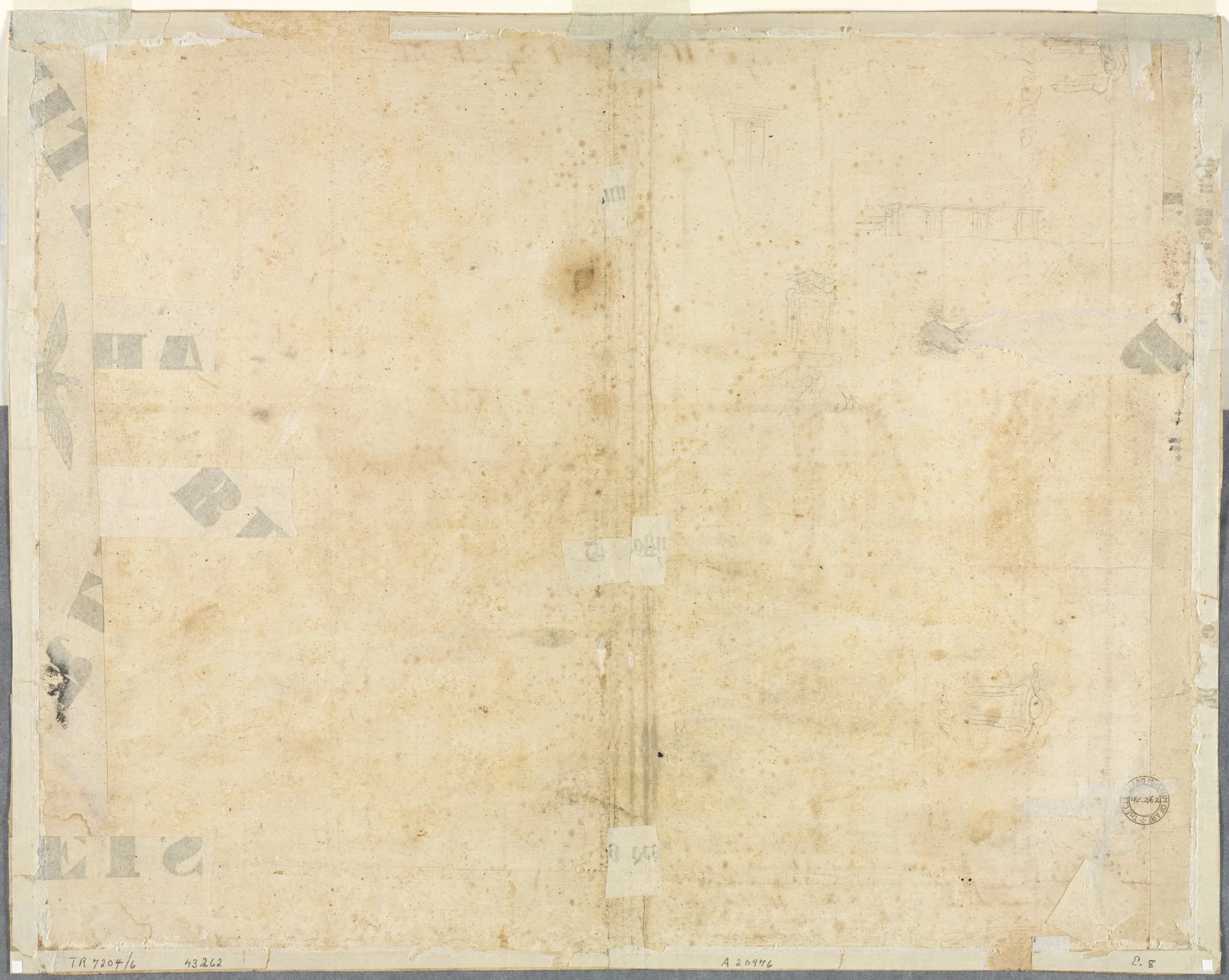 Sketches of Windows and Pilasters of the Attic Storey of the Collegio di Propaganda Fide (verso), detail