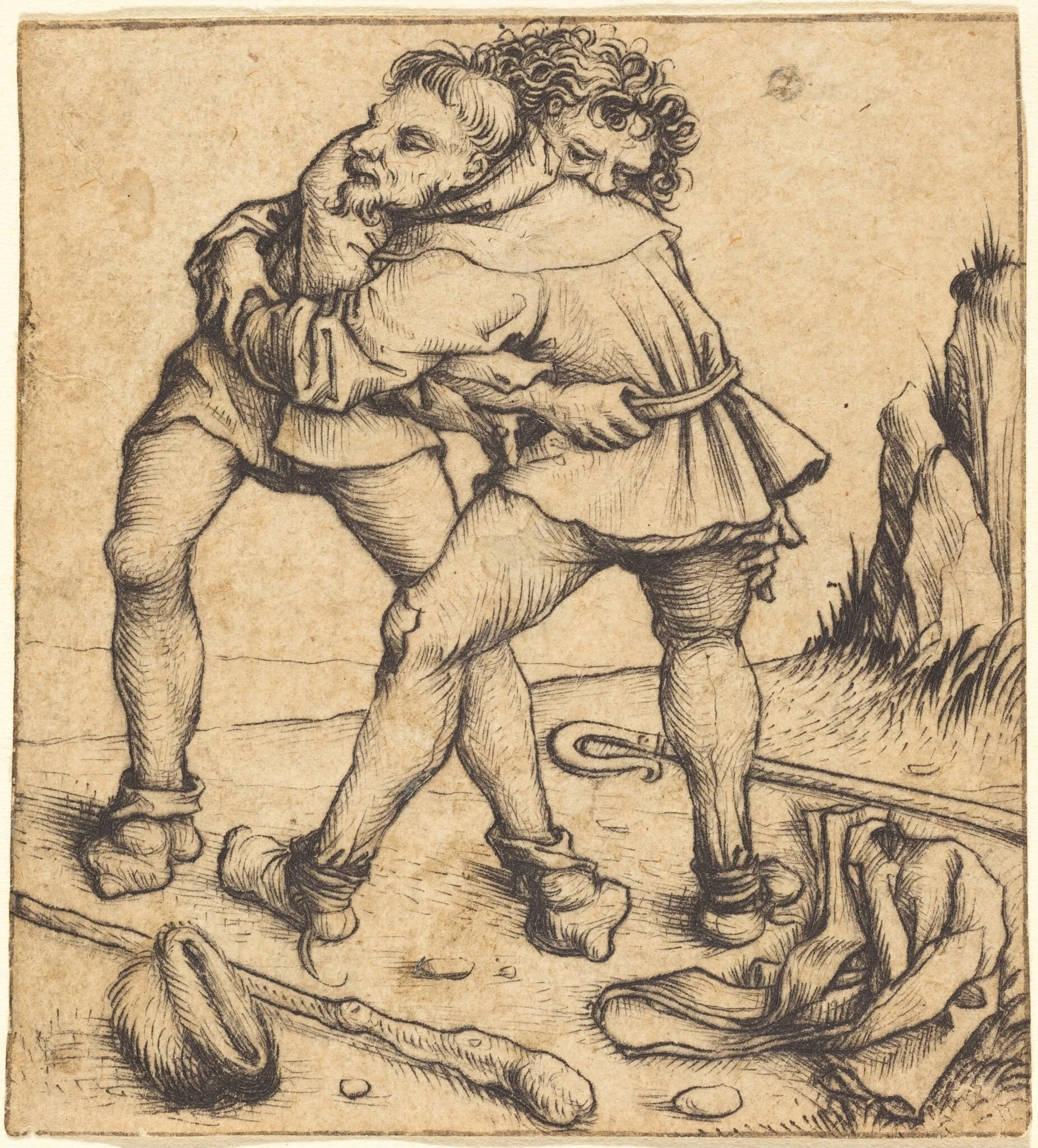 Two Peasants Fighting, detail
