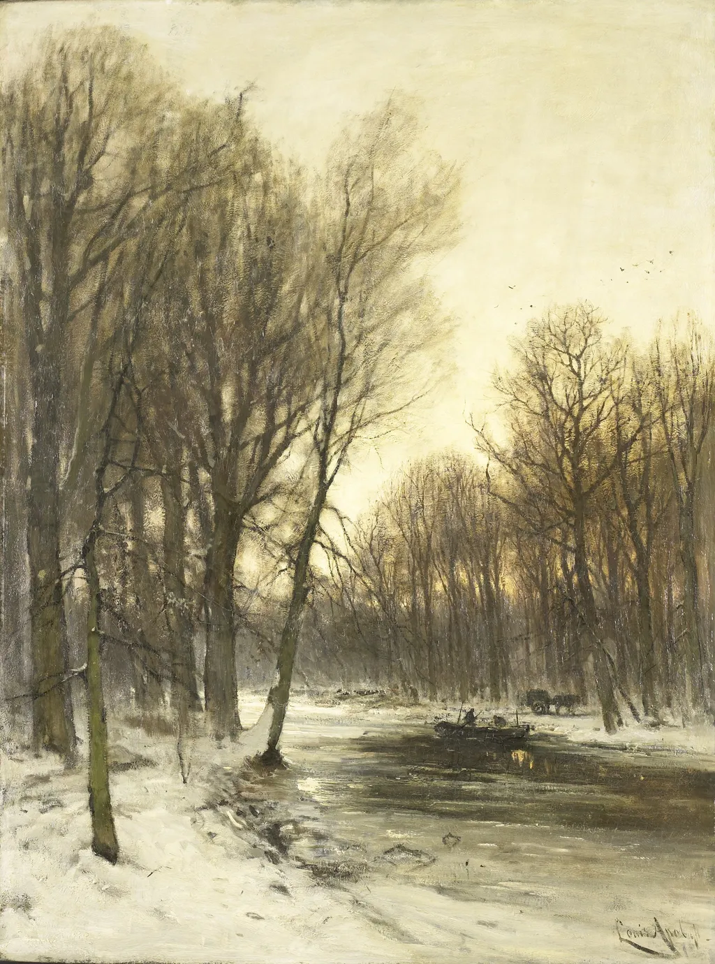 An Afternoon view of Snowy Woods, by Louis Apol, oil, 1908