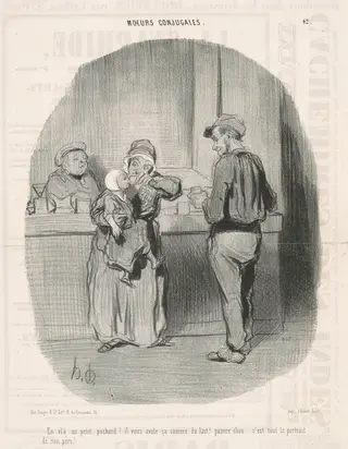 En v'là un petit pochard!, by Honoré Daumier, ink, 1842