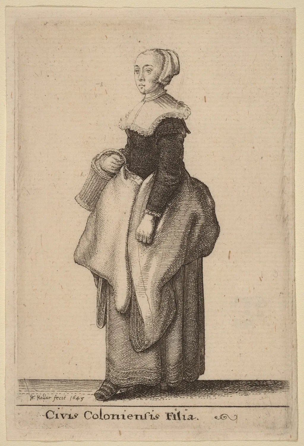 Civis Coloniensis Filia, by Wenceslaus Hollar, ink, 1643