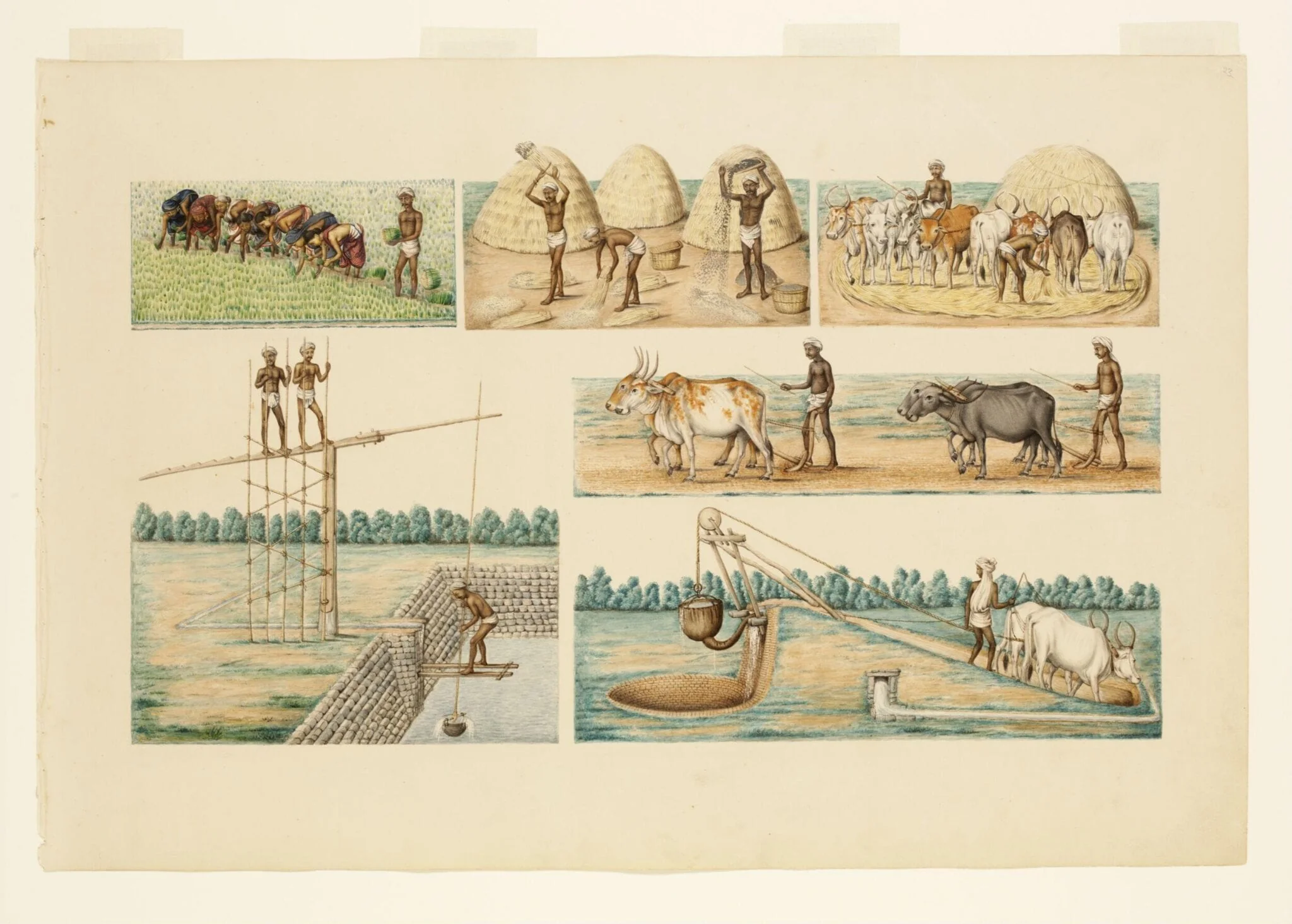 Six scenes of cultivation and irrigation, detail