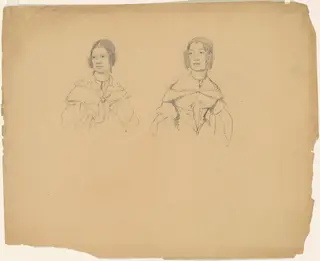 Two Women, by James Goodwyn Clonney, graphite, 1838
